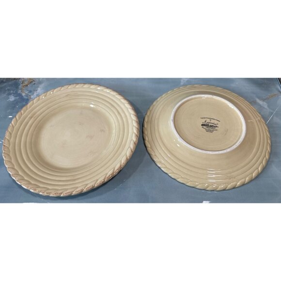 Artimino Tuscan Countryside CREAM Plates Embossed rope and Ring About Ten Inches - Picture 7 of 8